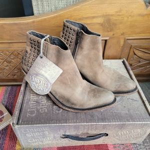 LIBERTY BLACK STUDDED BOOTIE, TAN, SIZE 10, GENTLY USED.